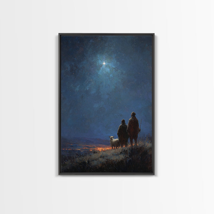Night Watch Star – Framed Canvas Print – Christian Christmas Art – Christian Wall Art – Christian Art Canvas – Christmas Art – Christian De