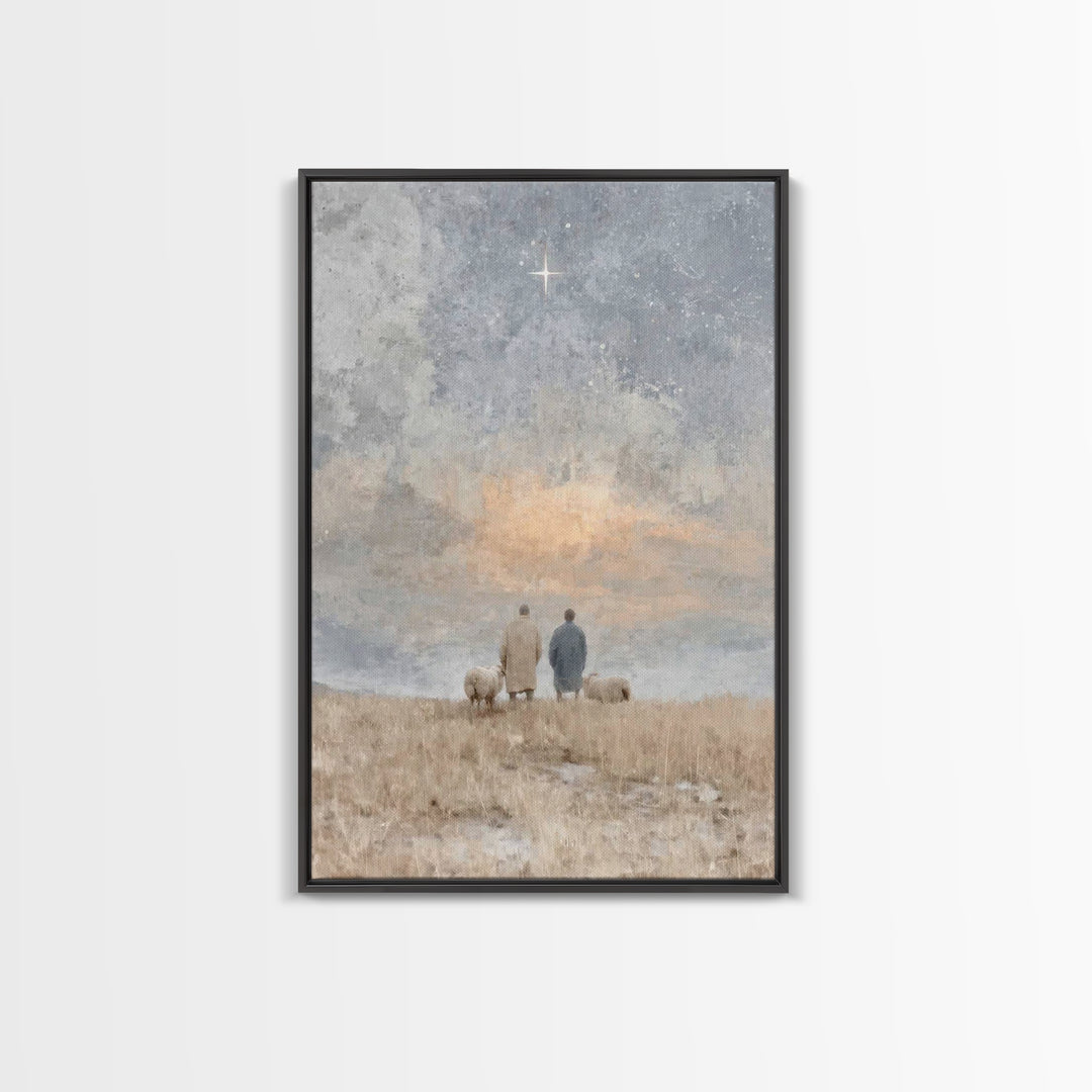 Silent Star Keepers – Framed Canvas Print – Christian Wall Art – Christian Decorations – Christian Art Canvas – Christmas Art – Christian C