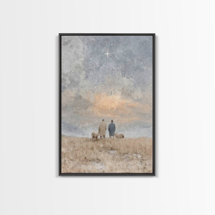 Silent Star Keepers – Framed Canvas Print – Christian Wall Art – Christian Decorations – Christian Art Canvas – Christmas Art – Christian C