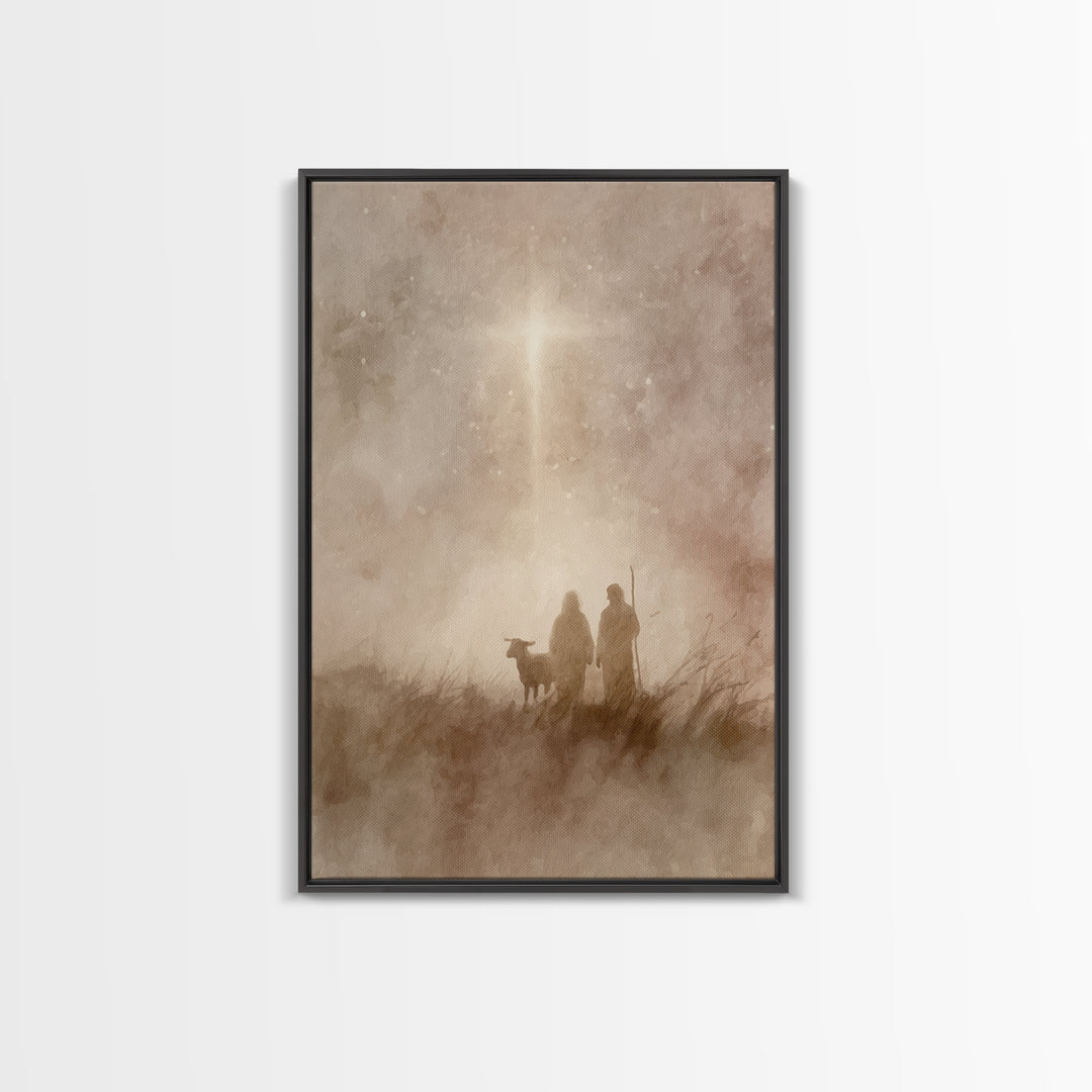 Shepherds At Dawn – Framed Canvas Print – Christian Art Canvas – Christian Christmas Art – Christian Art – Christian Wall Art – Christmas A