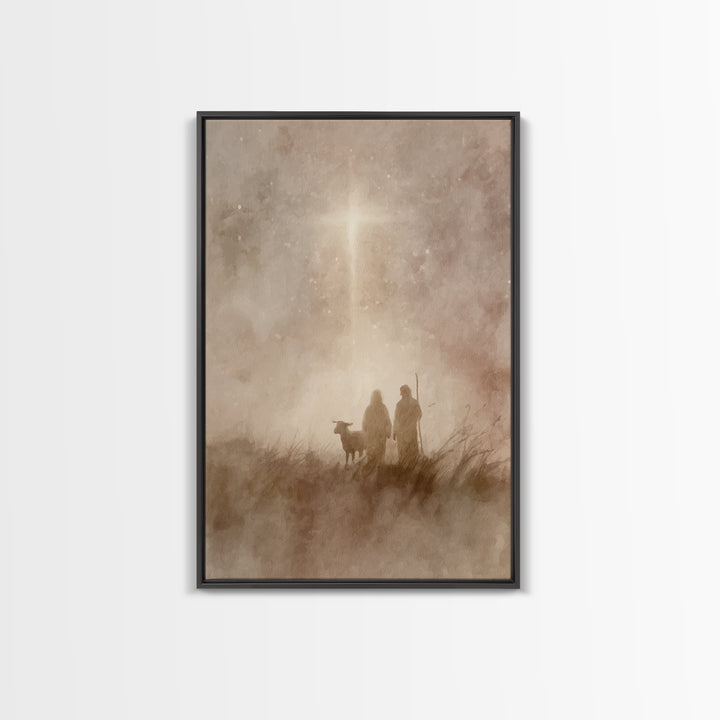 Shepherds At Dawn – Framed Canvas Print – Christian Art Canvas – Christian Christmas Art – Christian Art – Christian Wall Art – Christmas A