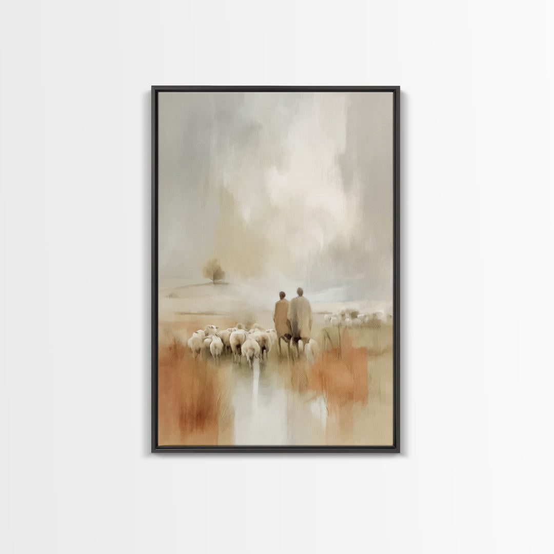 Pasture of Promise – Framed Canvas Print – Christian Wall Art – Christian Art Canvas – Christmas Art – Christian Christmas Decor – Christia