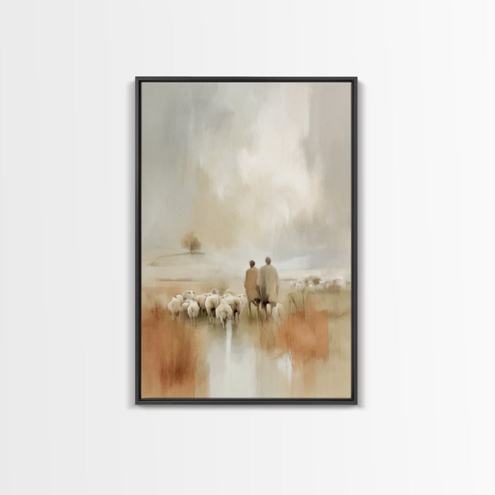 Pasture of Promise – Framed Canvas Print – Christian Wall Art – Christian Art Canvas – Christmas Art – Christian Christmas Decor – Christia