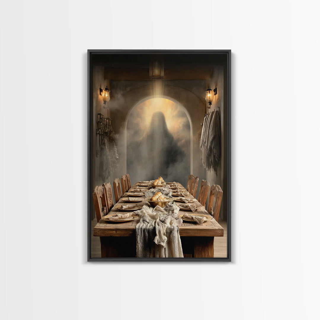 Eternal Supper Blue, Framed Canvas Print, Christian Wall Art, Christian Art Canvas, Modern Christian Art, Jesus Painting, Christian Gift, C