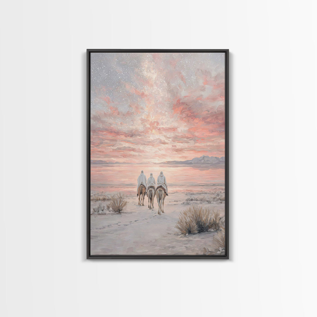 Desert Morning Light, Framed Canvas Print, Christian Art Canvas, Christmas Wall Art, Christian Christmas Decor, Modern Christian Art, Jesus