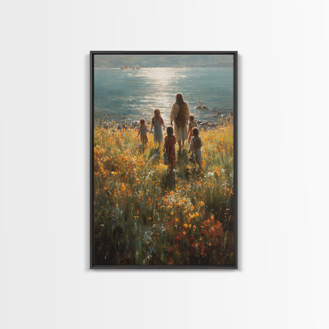 Light Of The Shore – Framed Canvas Print – Jesus Painting – Christian Wall Art – Large Christian Art – Christian Art Canvas – Christian Chr