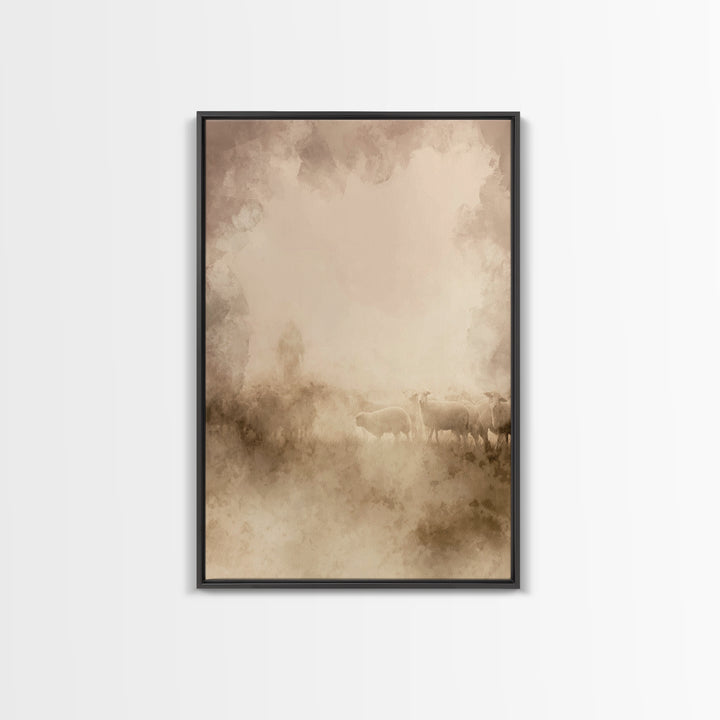 Pasture Morning – Framed Canvas Print – Christian Painting – Jesus Painting – Christian Wall Art – Christian Art Canvas – Moody Christian A