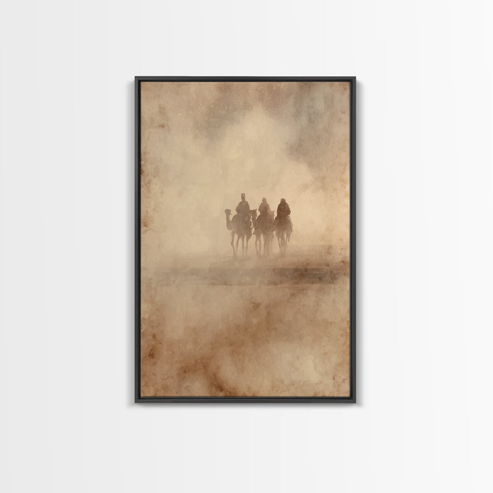Three Kings Journey | Framed Canvas Print | Christian Wall Art | Christmas Art | Christian Christmas Art | Christian Art Canvas | Christian