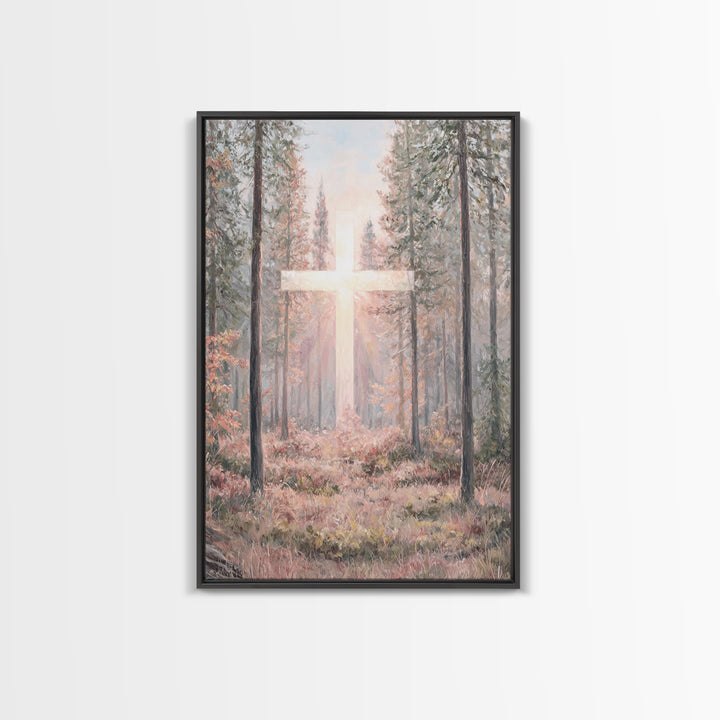 Glory In The Pines – Framed Canvas Print – Christian Art Canvas – Christian Wall Art – Christian Painting – Modern Christian Art – Christia