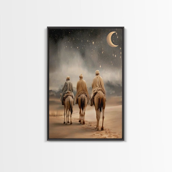 Nightfall Pilgrimage – Framed Canvas Print – Christian Art – Christian Wall Art – Christmas Art Prints – Christian Christmas Art – Christia