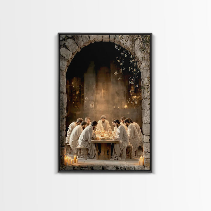 Sacred Table – Framed Canvas Print – Christian Art Canvas – Christian Wall Art – Jesus Painting – Christian Christmas Art – Vintage Christi