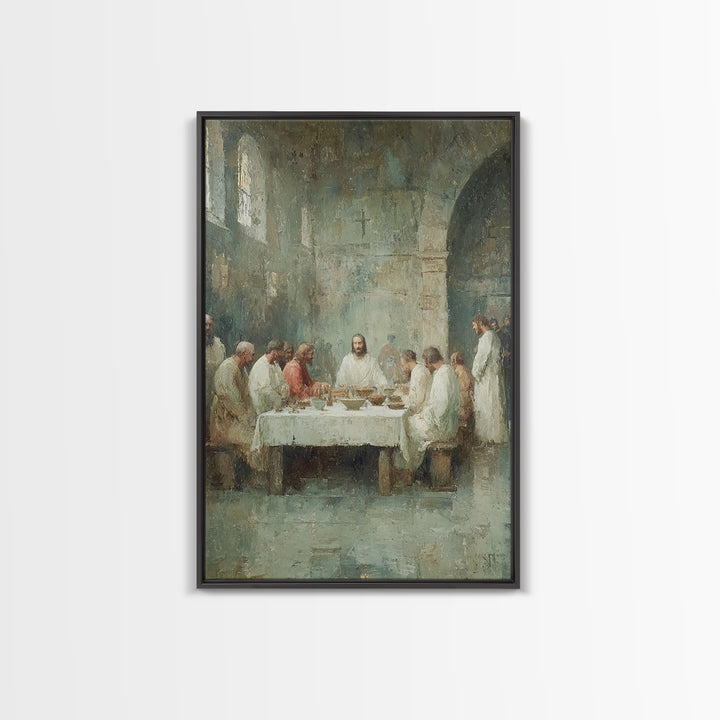 Table Of Fellowship – Framed Canvas Print – Christian Wall Art – Subtle Christian Art – Jesus Painting – Christian Art Canvas – Vintage Chr
