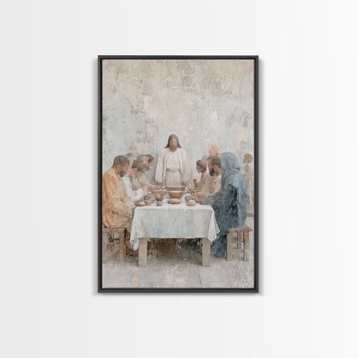Quiet Supper – Framed Canvas Print – Christian Wall Art – Christian Art Canvas – Subtle Christian Art – Jesus Painting – Christian Art Work