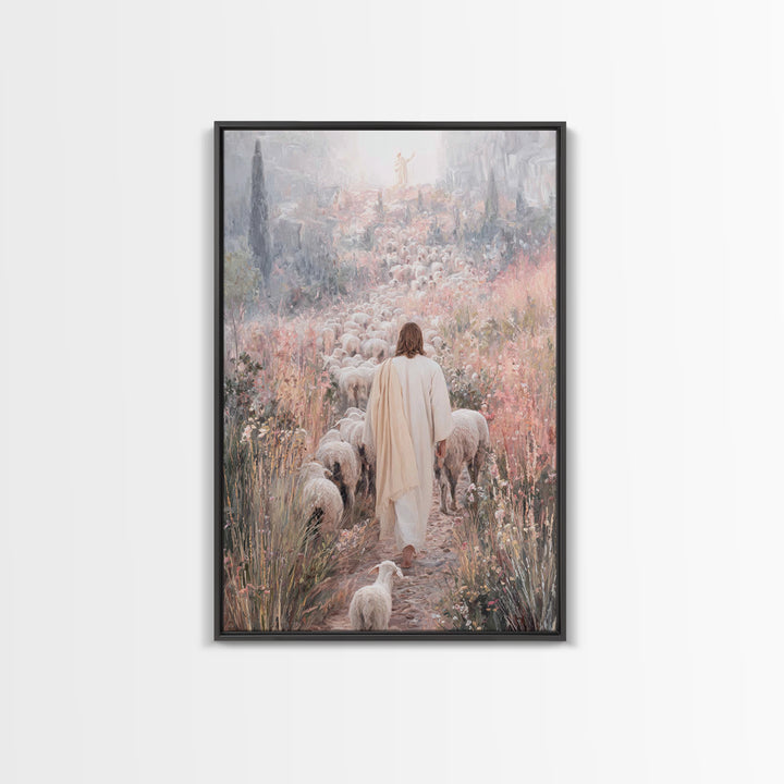 Path Of Mercy – Framed Canvas Print – Christian Wall Art – Jesus Painting – Christian Art Canvas – Pastoral Scenery – Christian Christmas A
