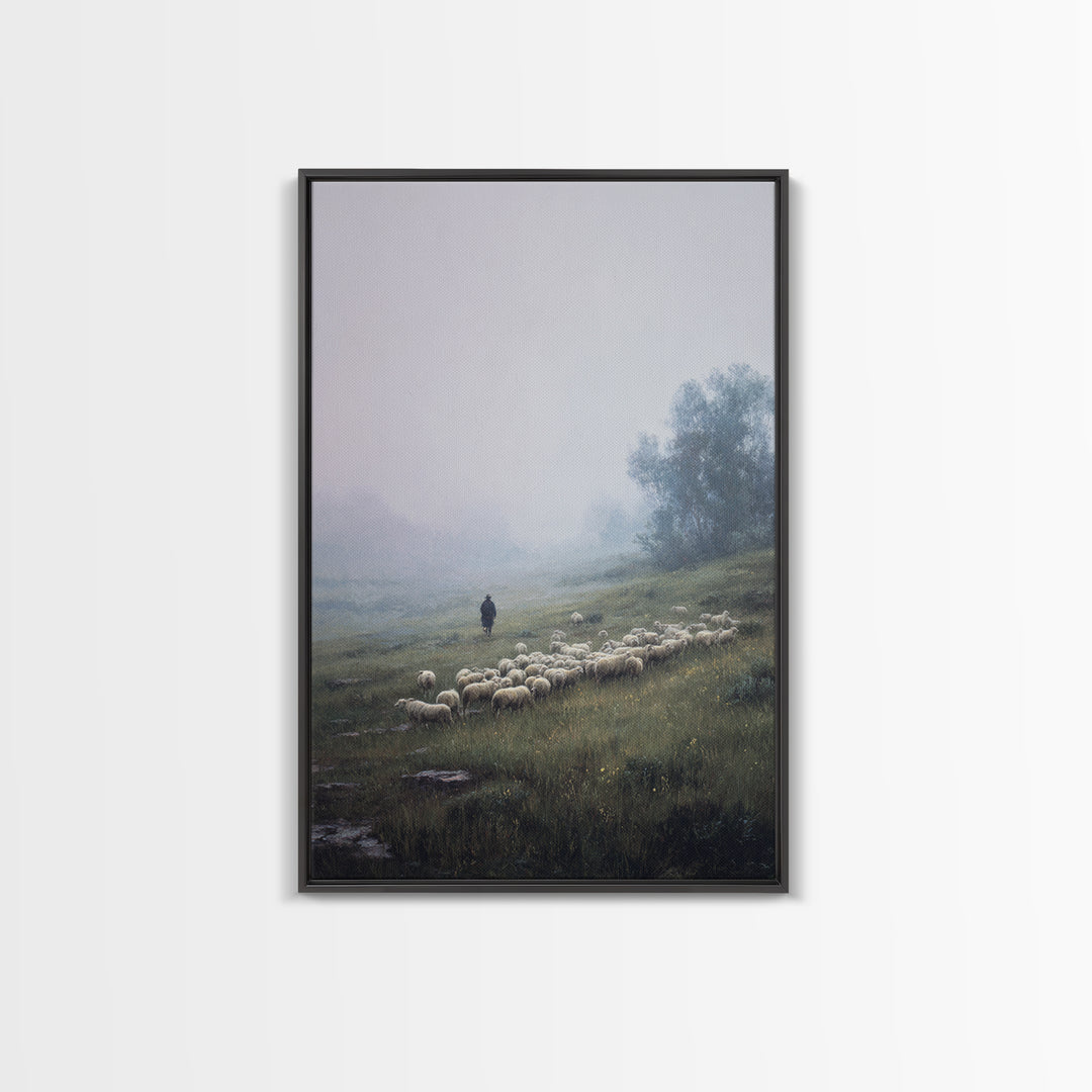 Hillside Light – Framed Canvas Print – Christian Wall Art – Jesus Painting – Modern Christian Art – Christian Decor – Christmas Art Prints