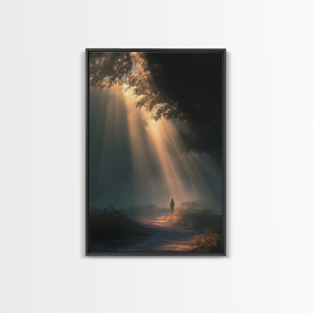 Dawn Journey – Framed Canvas Print – Christian Wall Art – Jesus Painting – Christian Art Canvas – Moody Christian Art – Christian Decor