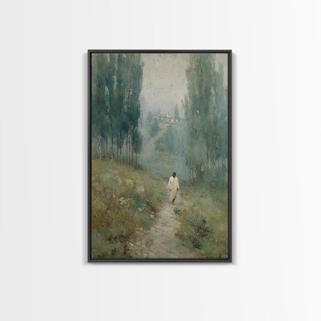 Forest Light – Framed Canvas Print – Christian Wall Art – Christian Art Canvas – Modern Christian Art – Jesus Painting – Christmas Art