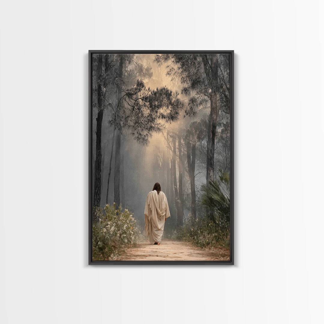 Golden Path – Framed Canvas Print – Christian Art Print – Christian Wall Art – Subtle Christian Art – Jesus Painting – Christmas Decor