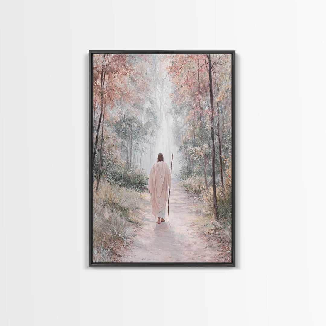 Radiant Forest Path – Framed Canvas Print – Christian Wall Art – Jesus Painting – Christian Art Canvas – Subtle Christian Art – Christmas A