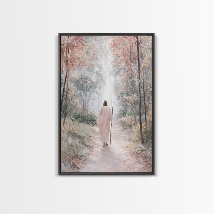Radiant Forest Path – Framed Canvas Print – Christian Wall Art – Jesus Painting – Christian Art Canvas – Subtle Christian Art – Christmas A