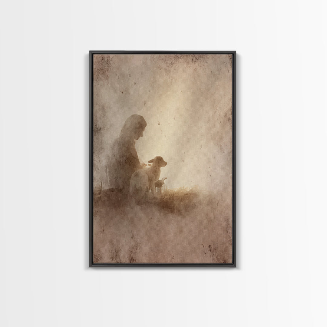Gentle Guardian – Framed Canvas Print – Christian Art Canvas – Christian Wall Art – Christmas Art – Subtle Christian Art – Christian Decor