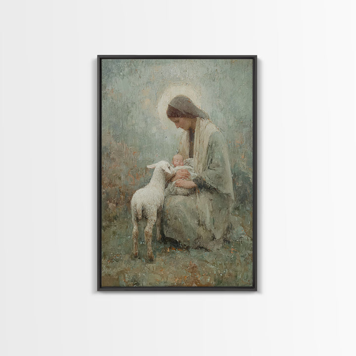 Holy Embrace – Framed Canvas Print – Christian Wall Art – Christian Art Print – Christian Art Canvas – Christmas Art – Christian Christmas