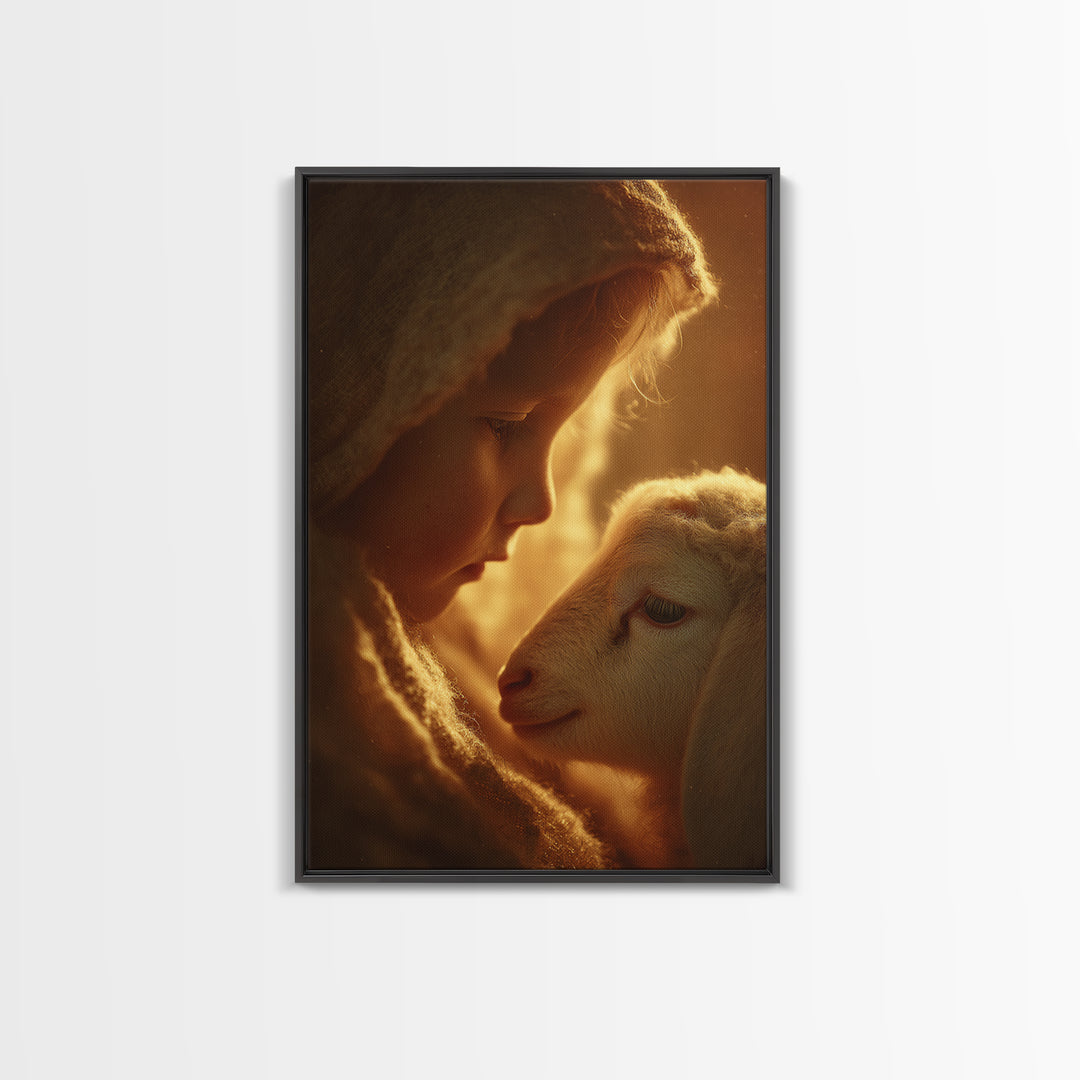 Warm Compassion – Framed Canvas Print – Christian Wall Art – Christian Art Canvas – Christian Art Print – Christmas Art – Christian Gift