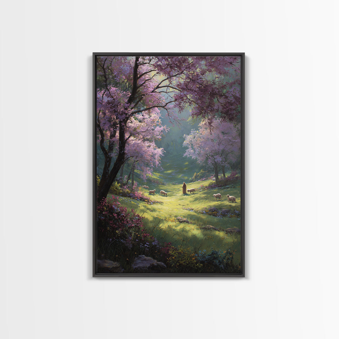 Valley Of Grace – Framed Canvas Print – Jesus Painting – Christian Wall Art – Christian Art Canvas – Christian Gift Ideas – Modern Christia
