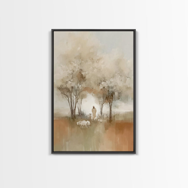 Blooming Shepherd Path | Framed Canvas Print | Christian Art Canvas | Christian Wall Art | Christian Art Gift | Jesus Painting | Subtle Chr
