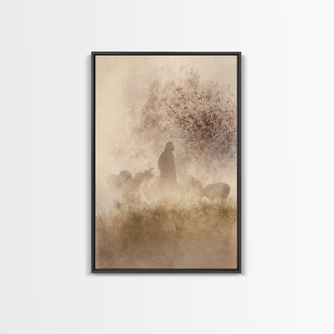 Light Of The Meadow – Framed Canvas Print – Christian Wall Art – Christian Art Canvas – Christian Gift Ideas – Jesus Painting – Christian A