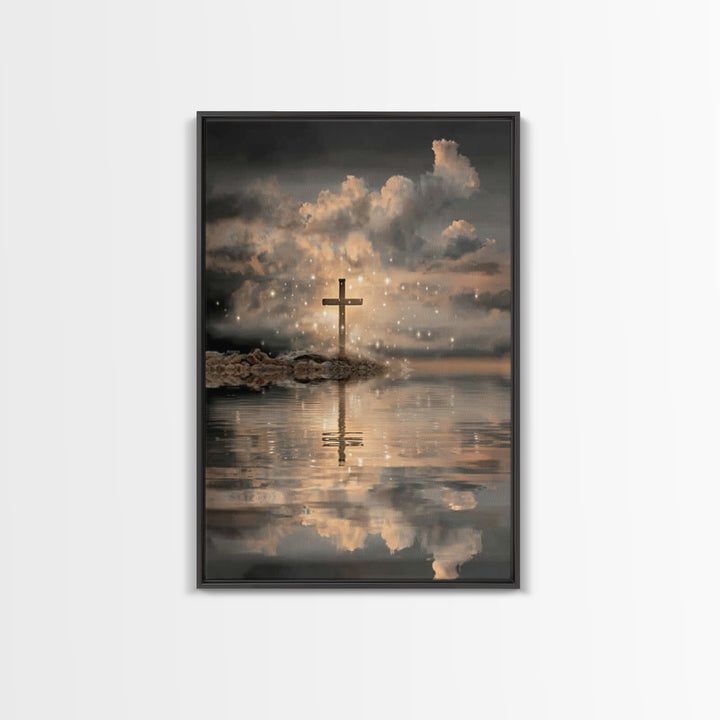 Dawn Of The Cross – Framed Canvas Print – Christian Art Canvas – Minimalist Christian Art – Christian Wall Art – Christian Decor – Subtle C
