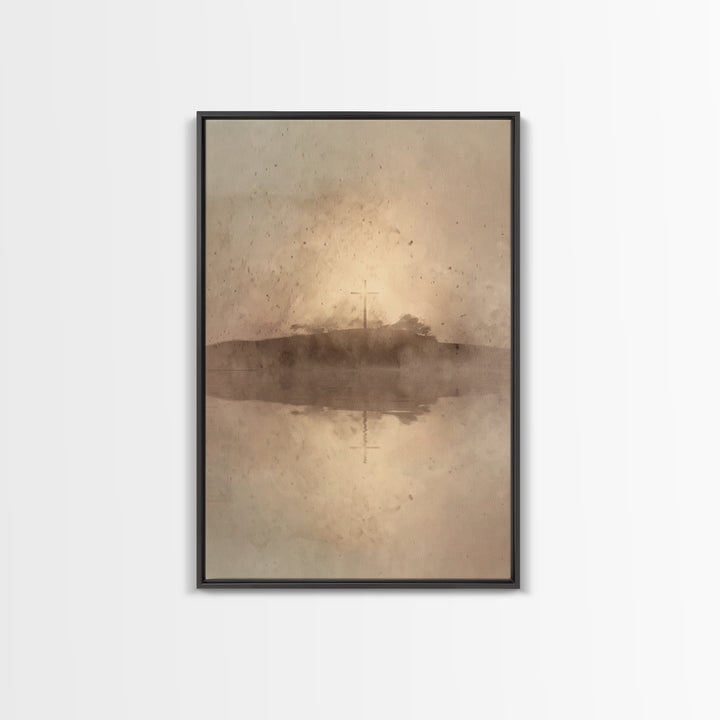 Eternal Crosslight – Framed Canvas Print – Christian Wall Art – Christian Art Canvas – Moody Christian Art – Vintage Christian Art – Christ