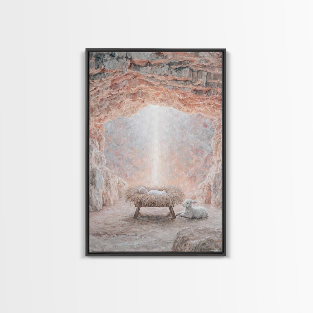 Manger Of Glory – Framed Canvas Print – Christian Christmas Art – Christian Wall Art – Christian Art Canvas – Birth Of Jesus Painting – Chr