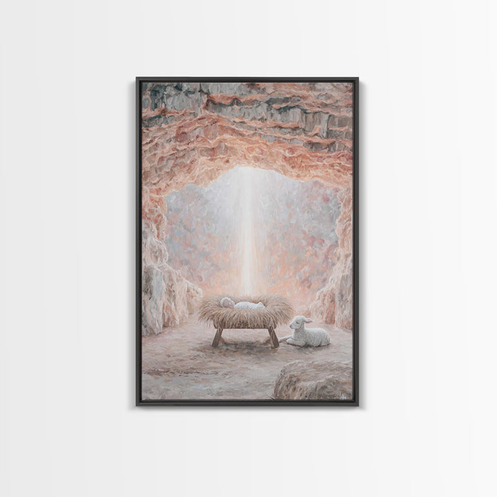 Manger Of Glory – Framed Canvas Print – Christian Christmas Art – Christian Wall Art – Christian Art Canvas – Birth Of Jesus Painting – Chr