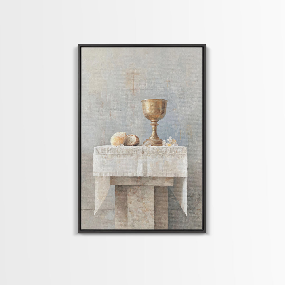 Sacred Communion Table, Framed Canvas Print, Christian Wall Art, Christian Art Painting, Christian Decor For Home, Christian Gift Ideas