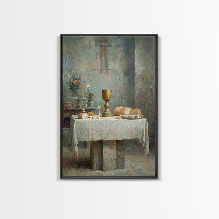 Table Of Grace | Framed Canvas Print | Christian Art Canvas | Christian Wall Art | Vintage Christian Art | Christian Art Gift