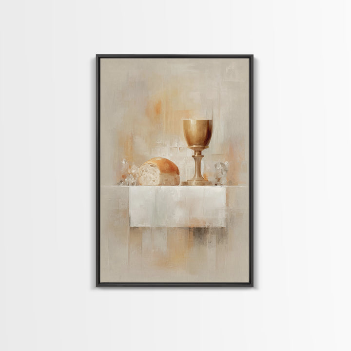 Holy Offering Light, Framed Canvas Print, Christian Wall Art, Minimalist Christian Art, Christian Art Print, Subtle Christian Paintings