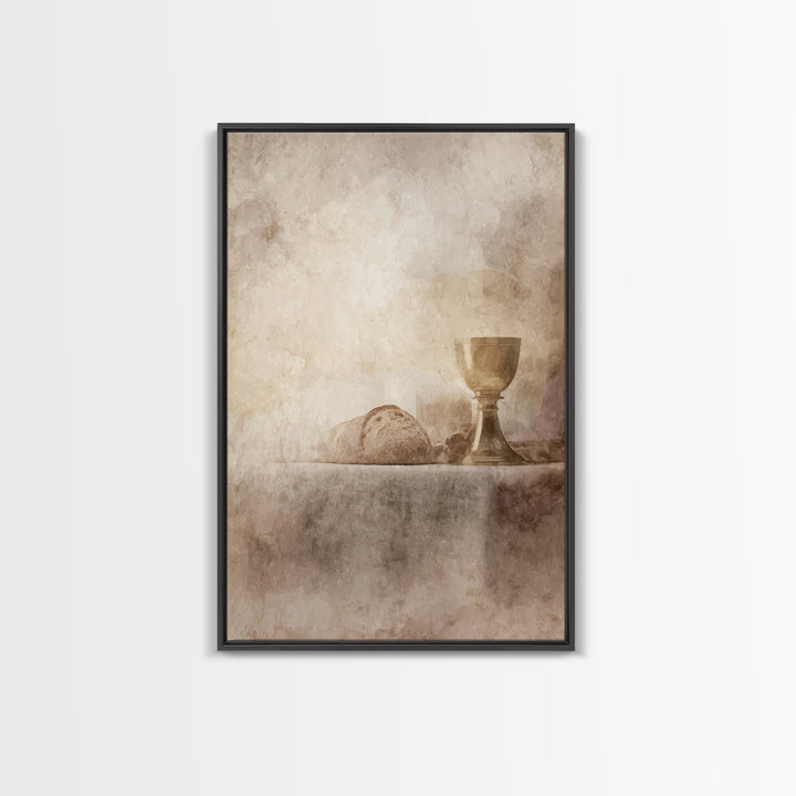 Quiet Communion Table | Framed Canvas Print | Christian Art Work | Christian Wall Art | Subtle Christian Art | Christian Decor