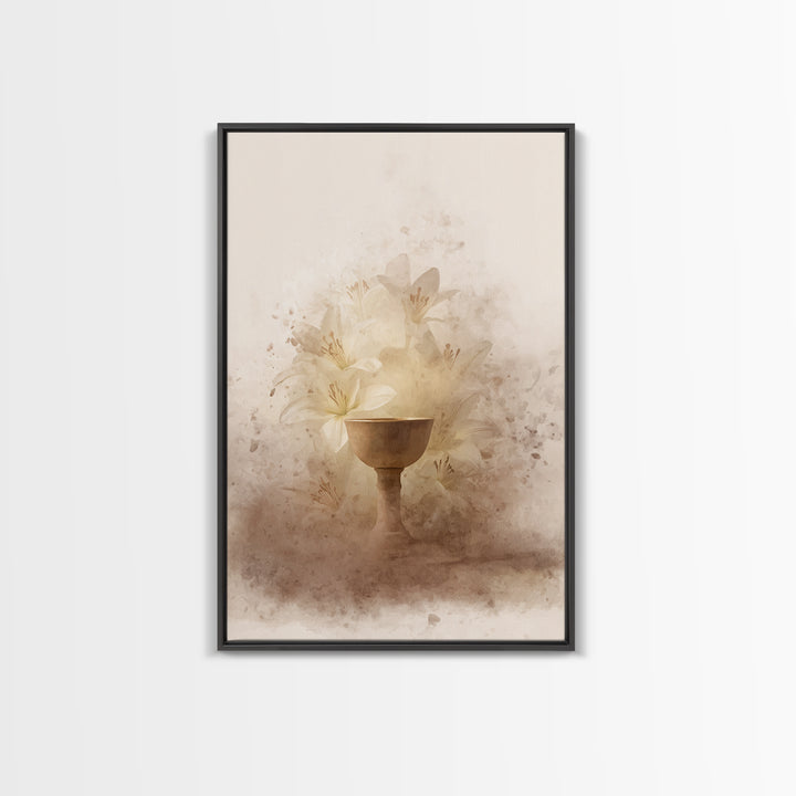 Lily Cup Blessing – Framed Canvas Print – Christian Wall Art – Christian Art Canvas – Unique Christian Art – Christian Decoration
