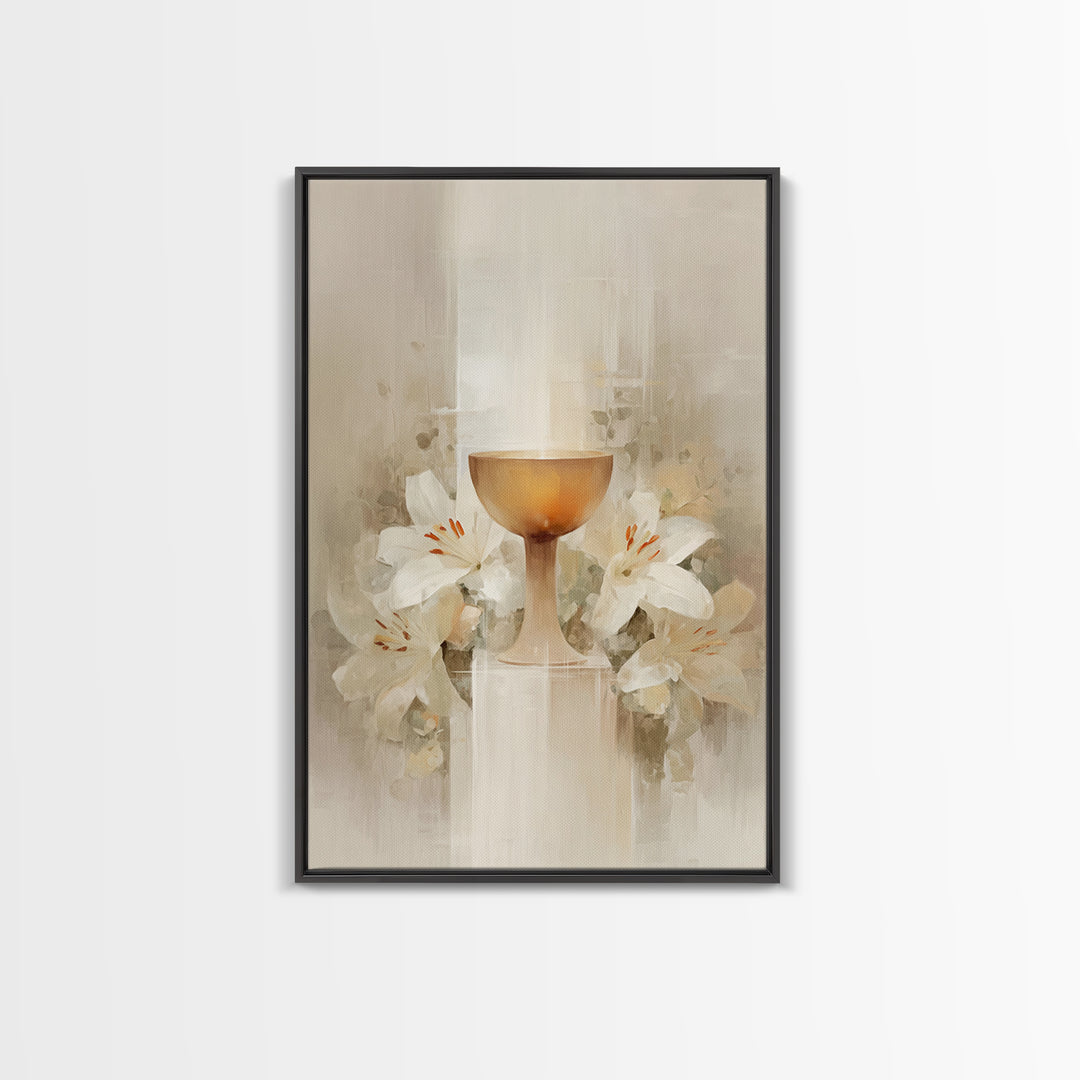 Radiant Chalice Bloom, Framed Canvas Print, Christian Wall Art, Christian Art Canvas, Modern Christian Painting, Christian Gift Ideas