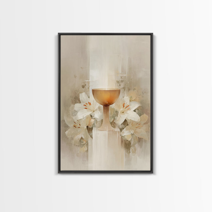 Radiant Chalice Bloom, Framed Canvas Print, Christian Wall Art, Christian Art Canvas, Modern Christian Painting, Christian Gift Ideas