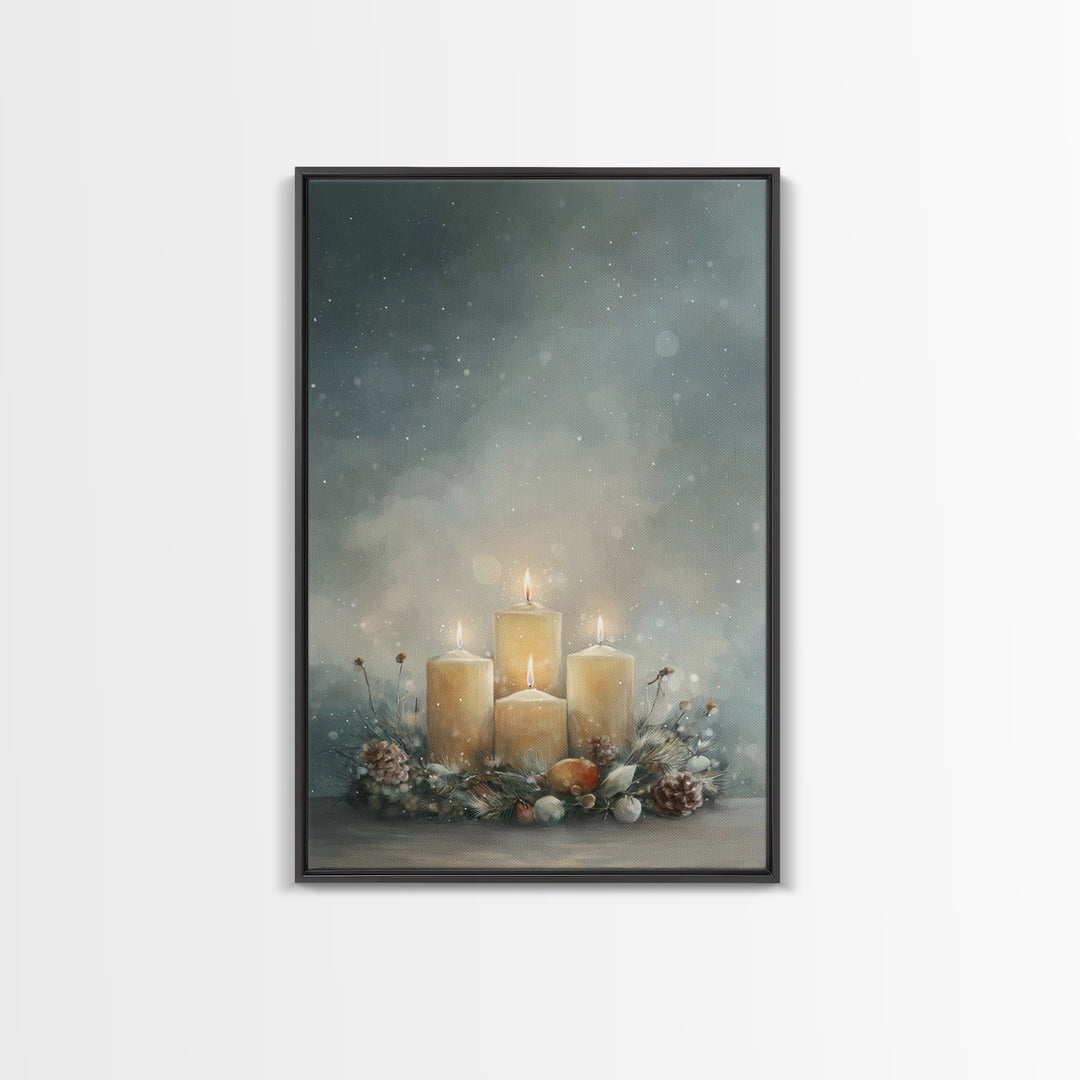 Winter Sanctuary Glow - Framed Canvas Print - Christian Wall Art - Christmas Art - Christian Christmas Art - Christian Decor - Christian Ar