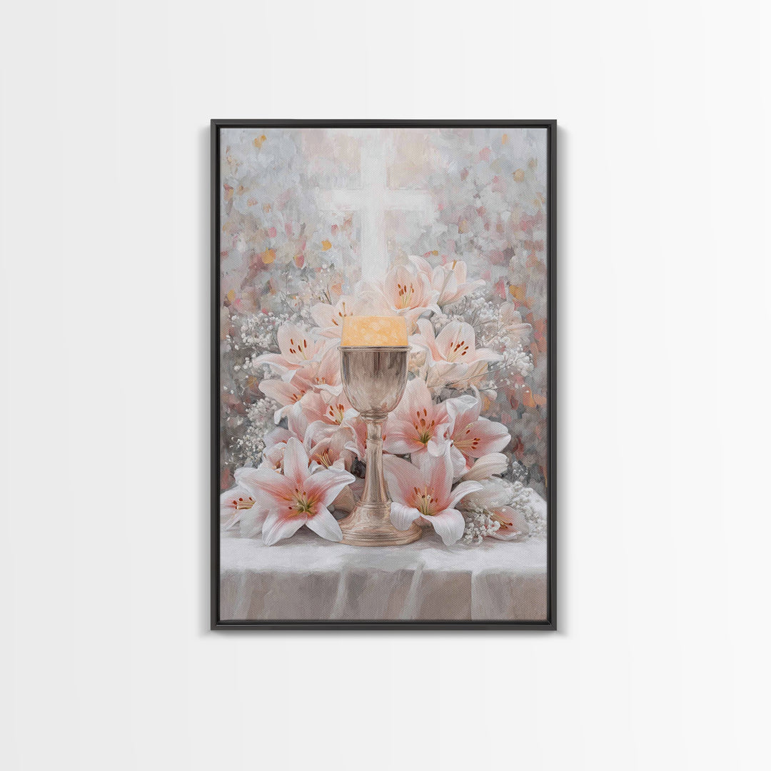 Cross Of Renewal | Framed Canvas Print | Christian Wall Art | Christian Art Canvas | White Christian Art | Christian Gift