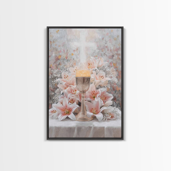 Cross Of Renewal | Framed Canvas Print | Christian Wall Art | Christian Art Canvas | White Christian Art | Christian Gift