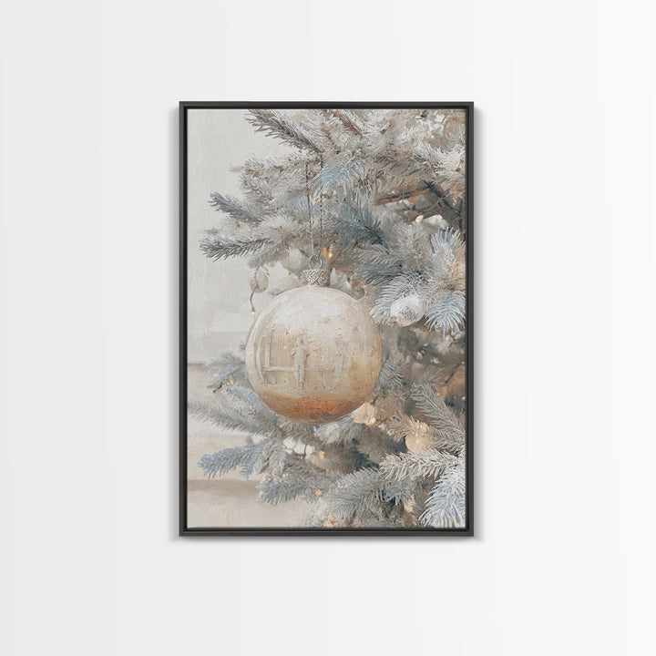 Winter Nativity Sphere – Framed Canvas Print – Christmas Art Prints – Christian Christmas Art – Framed Christmas Wall Art – Christian Decor