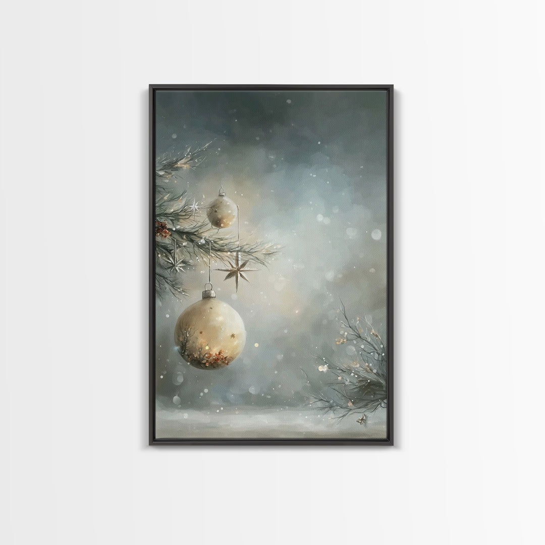 Frosted Star Ornament – Framed Canvas Print – Christmas Art – Christian Christmas Decor – Holiday Art – Christmas Canvas Wall Art – Winter