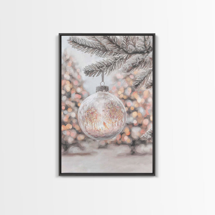 Snowlit Garden Globe – Framed Canvas Print – Christmas Art Prints – Christian Wall Art – Winter Christian Art – Christmas Decor – Christian