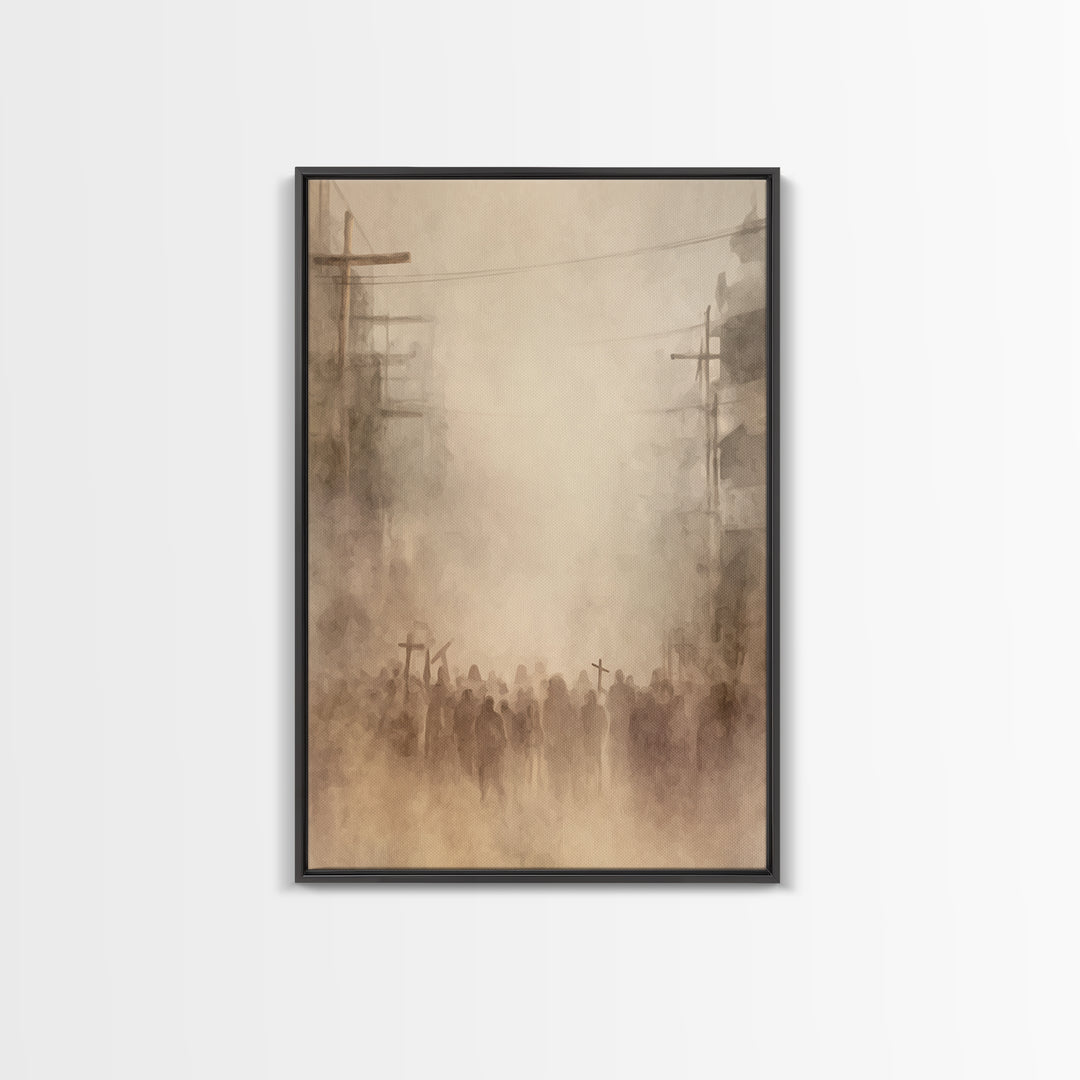 Dust Of Calvary – Framed Canvas Print – Christian Painting – Christian Wall Art – Abstract Christian Art – Moody Christian Art – Large Chri