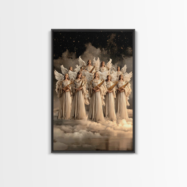 Heavenly Praise – Framed Canvas Print – Christian Wall Art – Christian Art Canvas – Angel Art – Christian Painting – Christian Decor For Ho