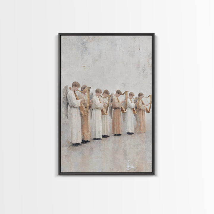 Seraphim In White – Framed Canvas Print – Christian Wall Art – Angel Art – Christian Art Print – Christian Painting – Subtle Christian Art